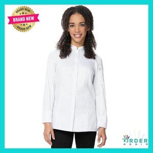 Stretchy Chef Coat Minimal Silhouette Raglan Sleeves Mesh Ventilation Workwear